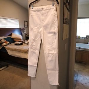 NWT AEO Curvy Hi-Rise DistressWhite Jegging Skinny Jeans Size 8 Long